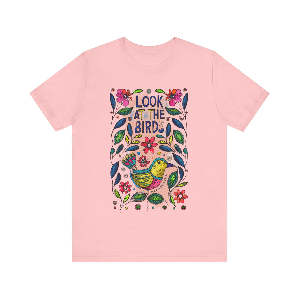 Look at the Birds Floral Design T-Shirt