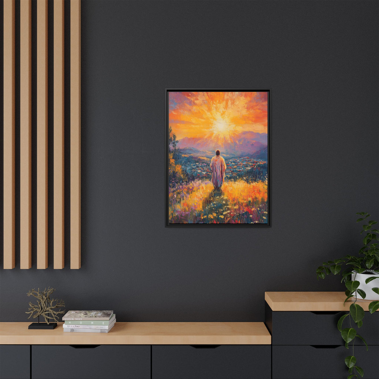 Jesus Overlooking the City (Framed Canvas) - Light of the World