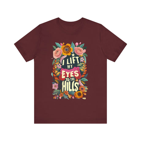 I Lift My Eyes to the Hills Floral Design T-Shirt