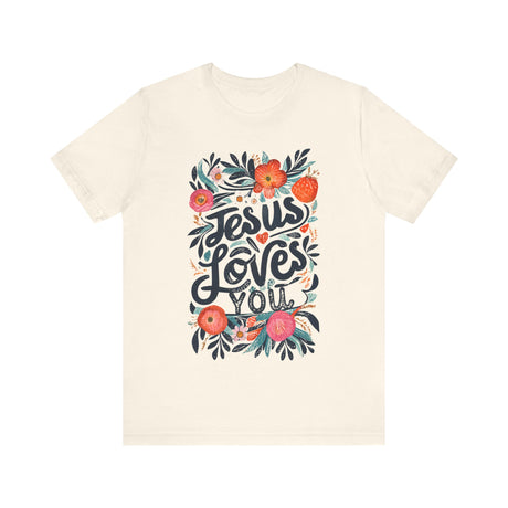 Jesus Loves You Floral Design T-Shirt