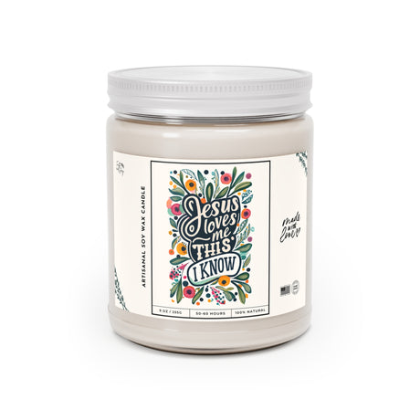 Jesus Loves Me Floral Artisanal Candle