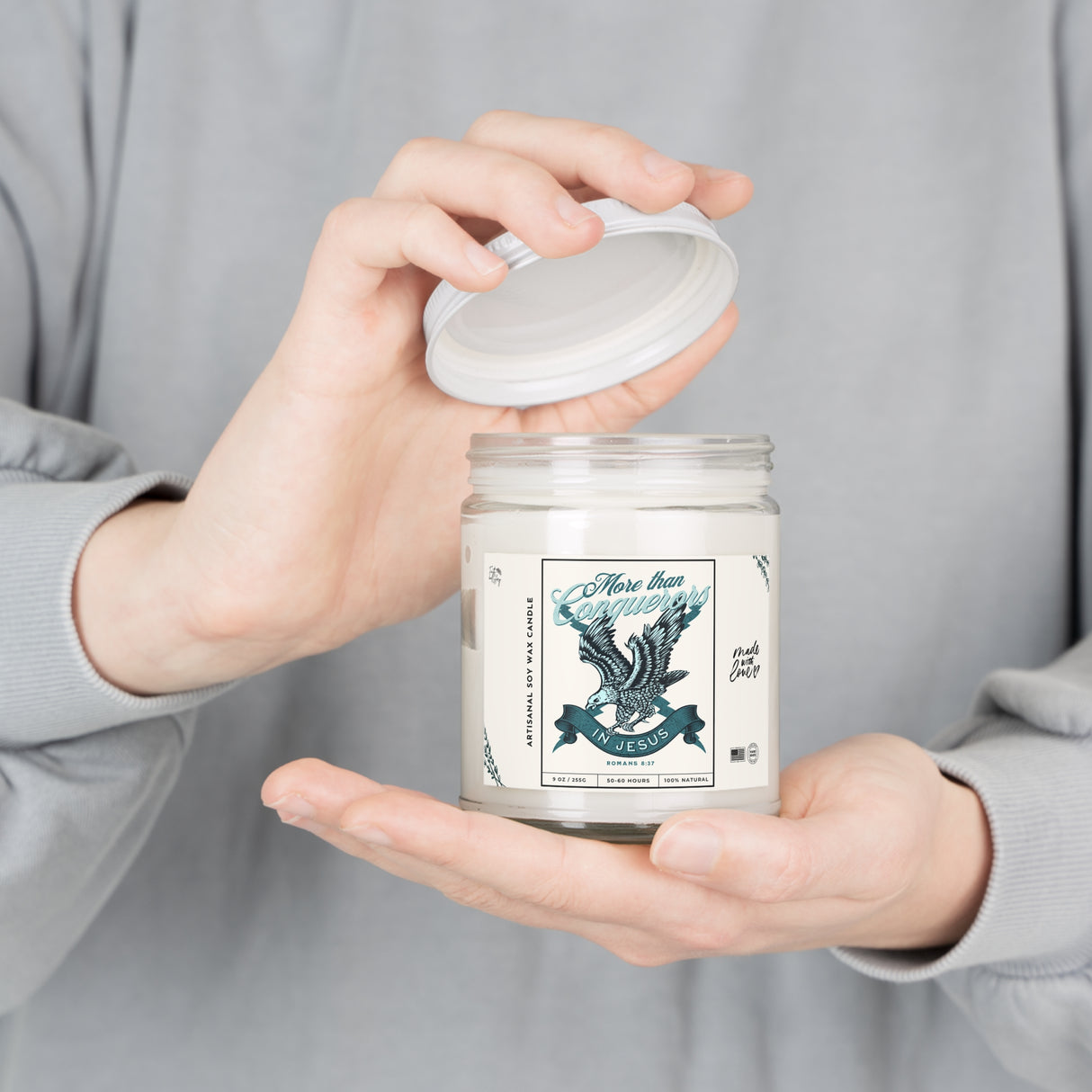 More Than Conquerers Eagle Design Artisanal Candle